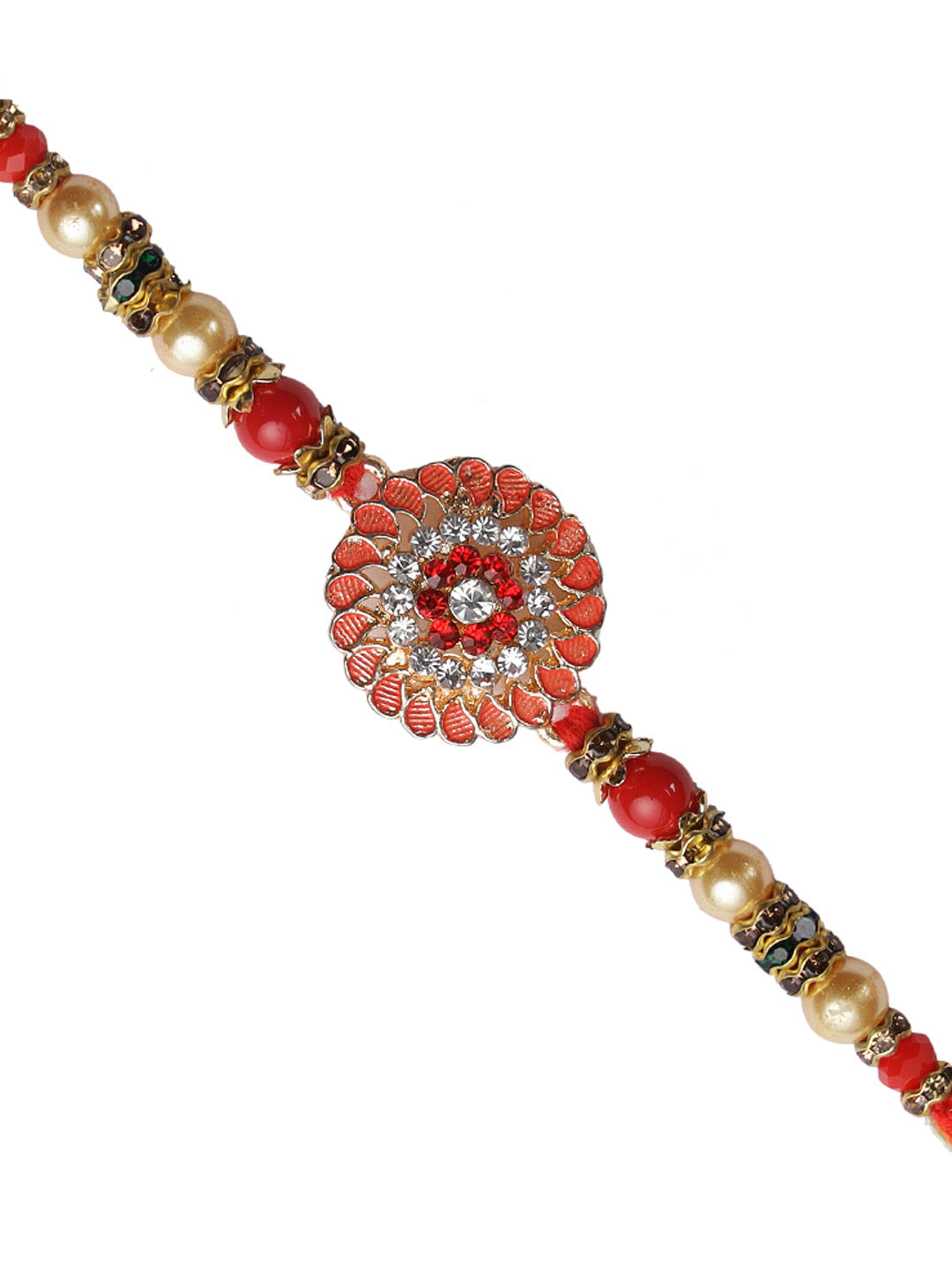 Traditional Diamonds and Beads Embellished Rakhi - Only Rakhi (RJ22138)
