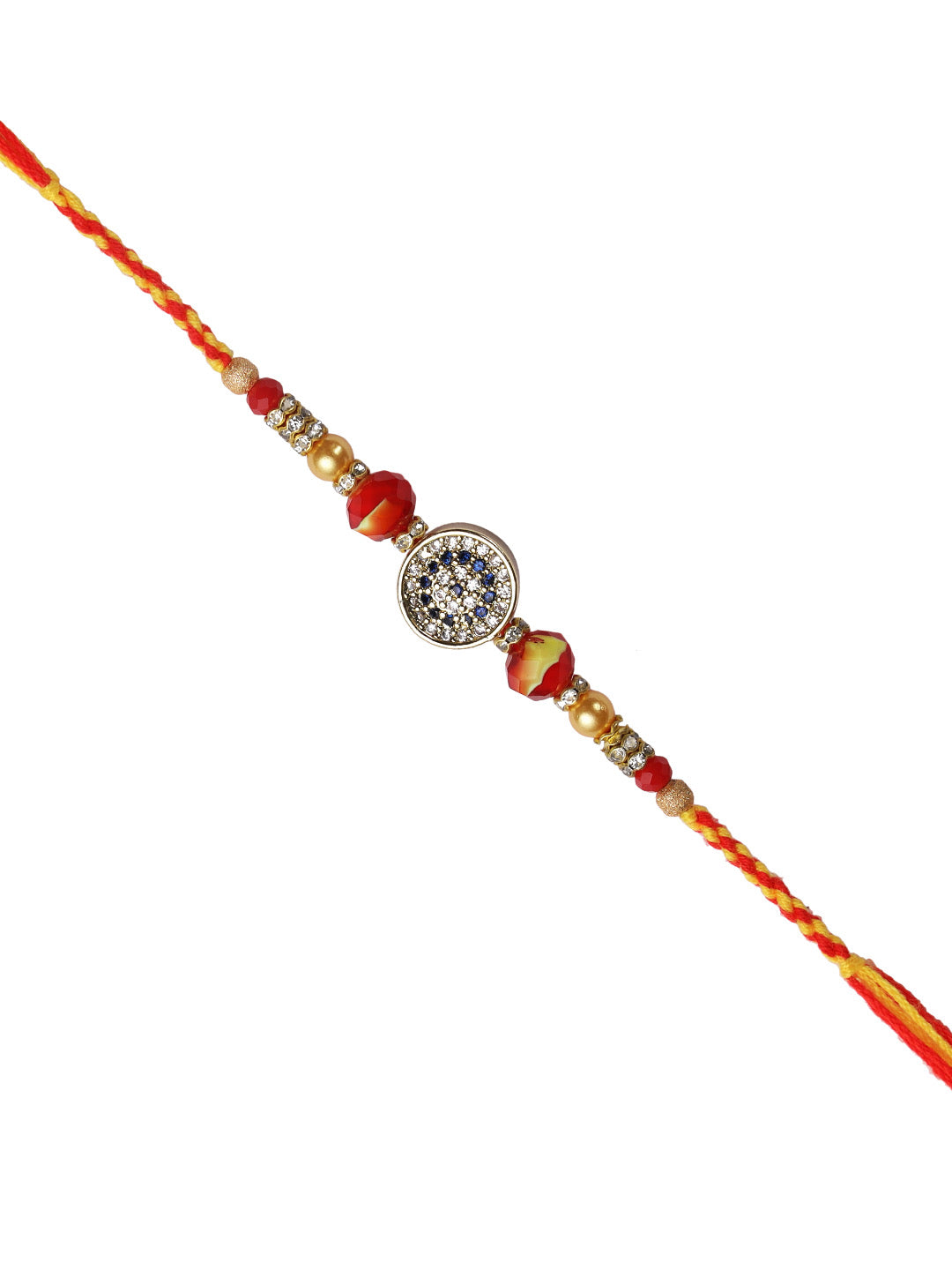 Traditional Diamonds and Beads Embellished Rakhi - Only Rakhi (RJ22146)