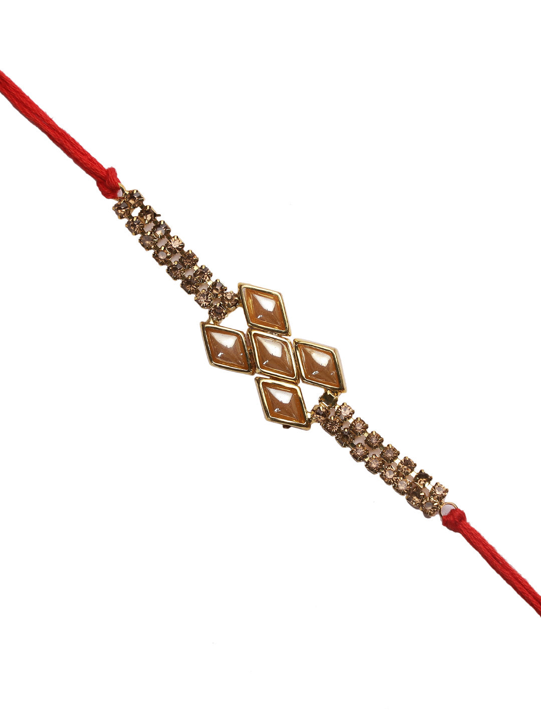 Handcrafted Uncut Diamonds Bracelet style Rakhi - Only Rakhi (RJ22149)