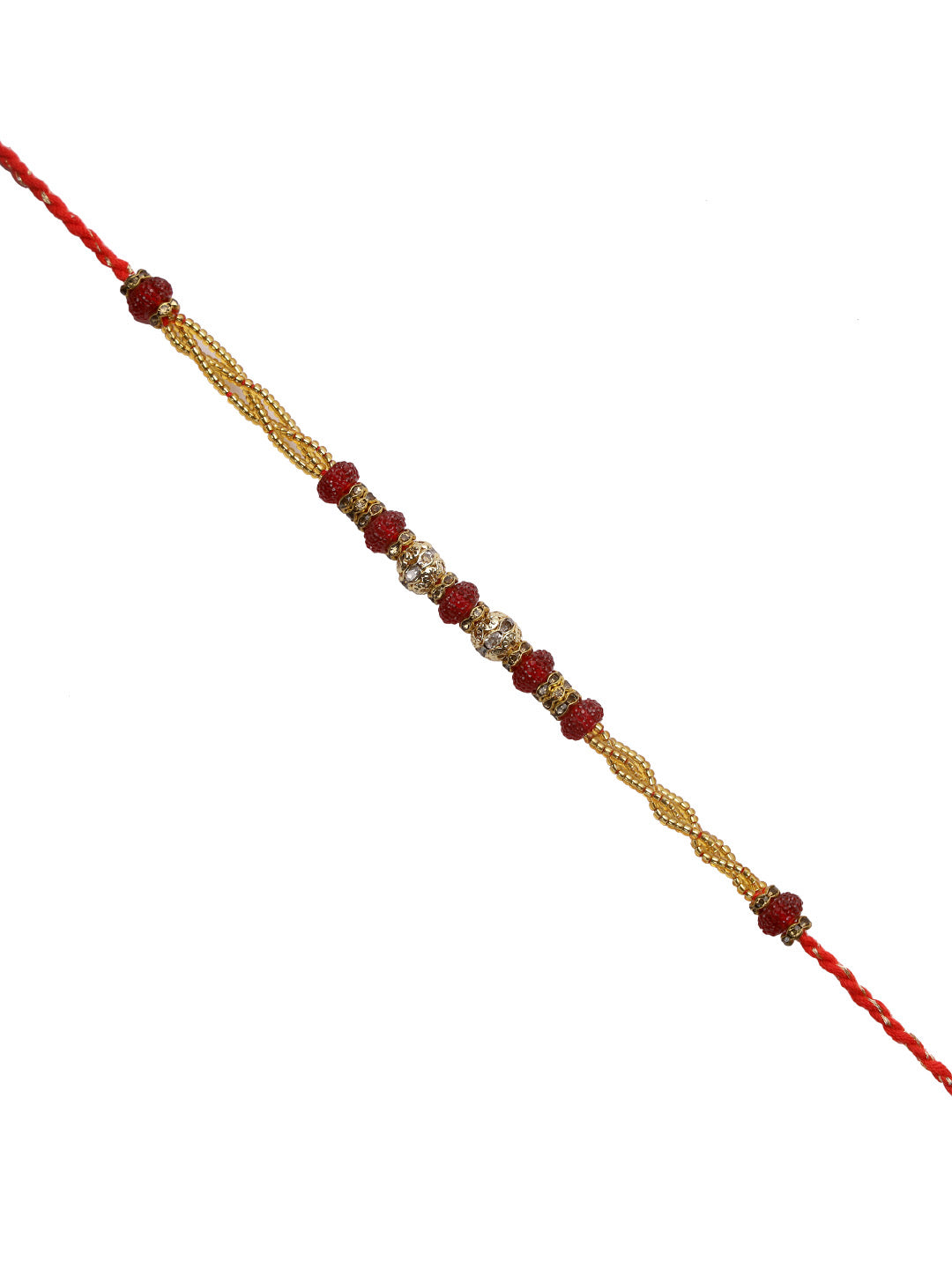 Red and Golden Twisted Spiral jewelled Rakhi - Only Rakhi (RJ22155)