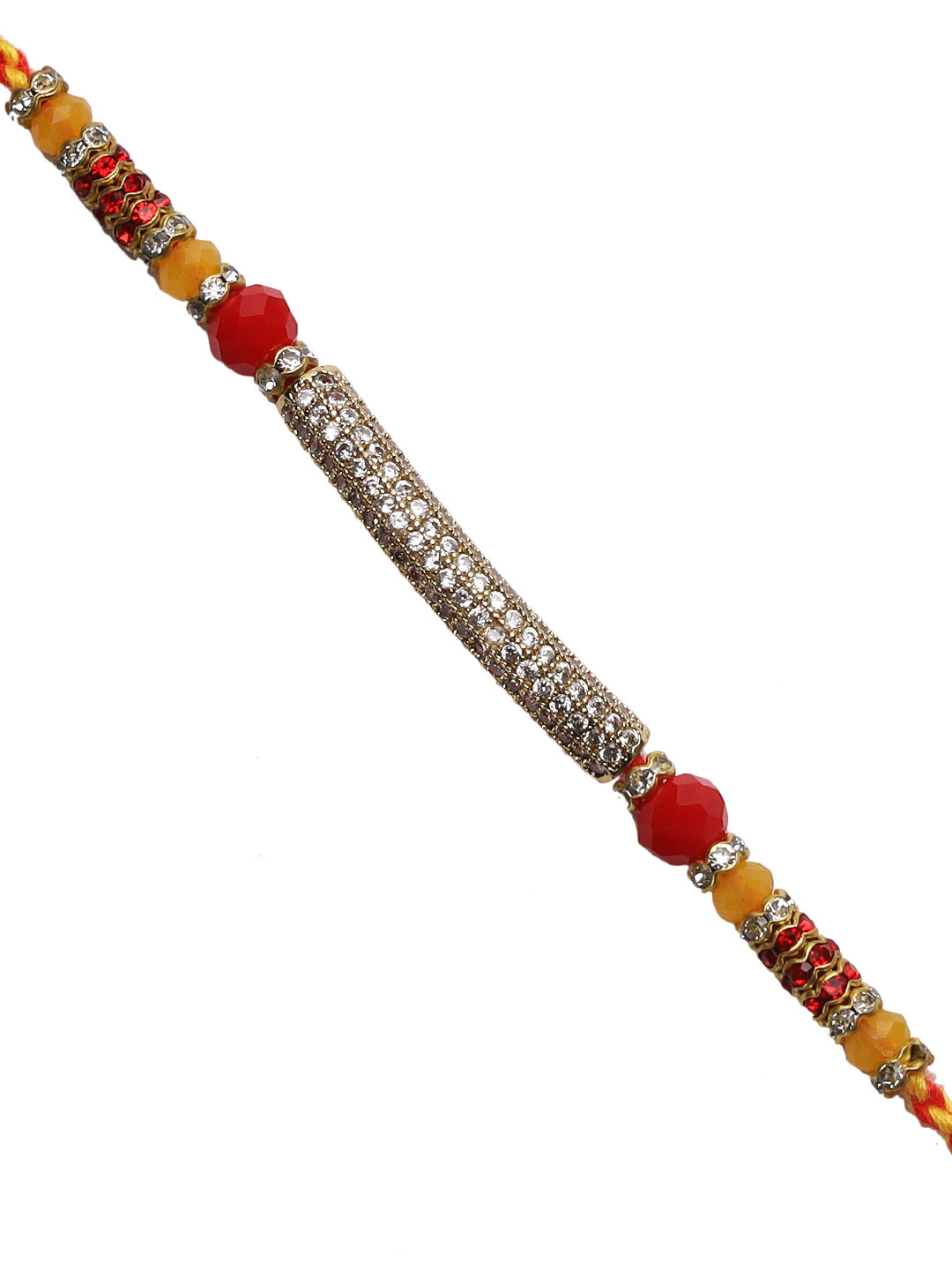 Stylish American Diamond Rakhi on Twisted Mauli Thread - Only Rakhi (RJ22162)