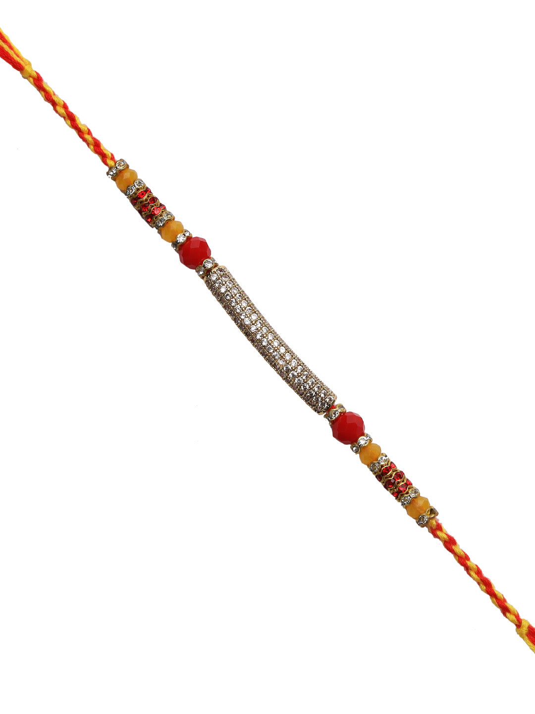 Stylish American Diamond Rakhi on Twisted Mauli Thread - Only Rakhi (RJ22162)