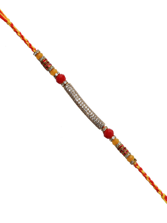 Stylish American Diamond Rakhi on Twisted Mauli Thread - Only Rakhi (RJ22162)