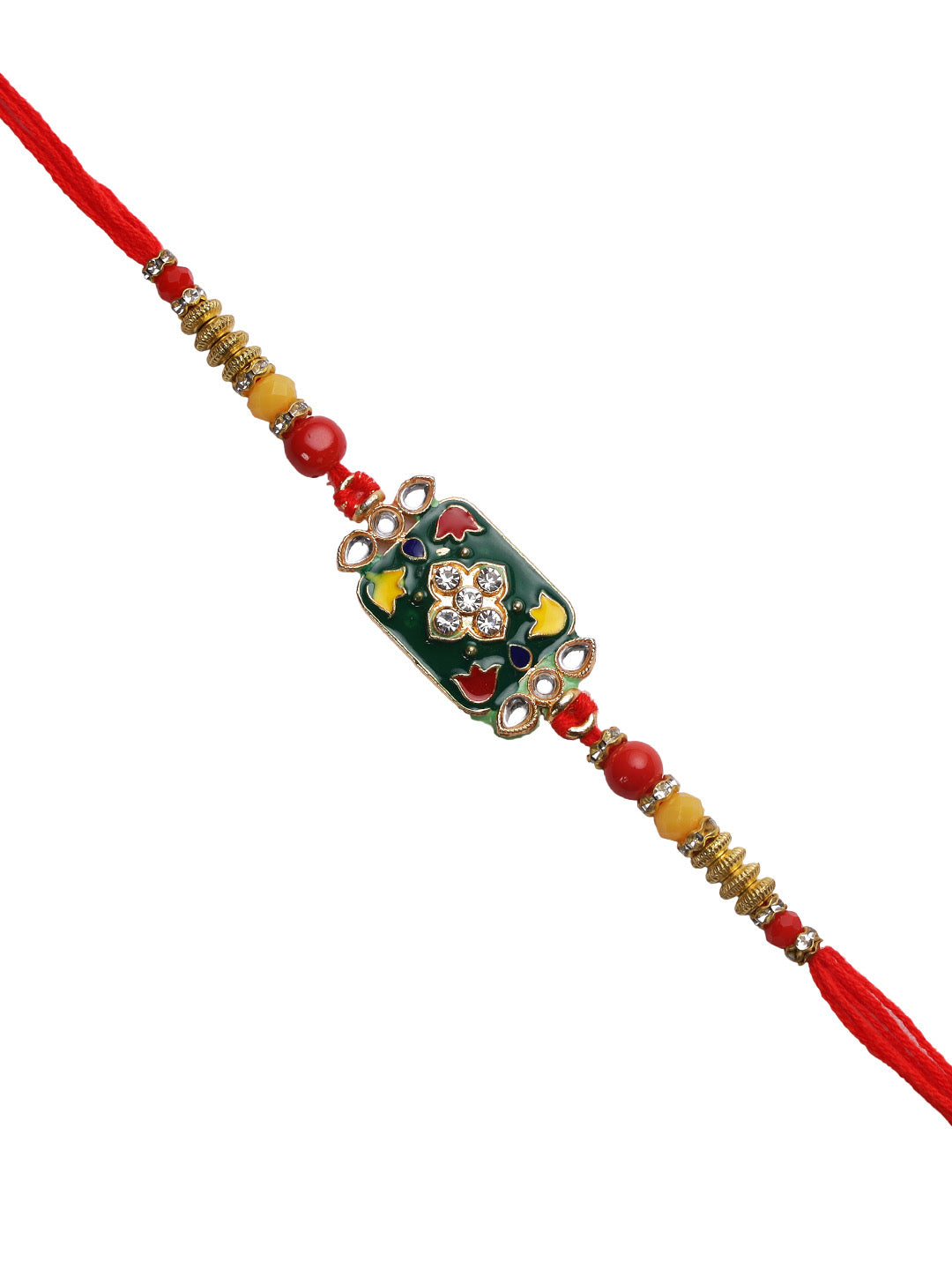 Traditional Kundan and Meenawork Jewelled Rakhi - Only Rakhi (RJ22163)