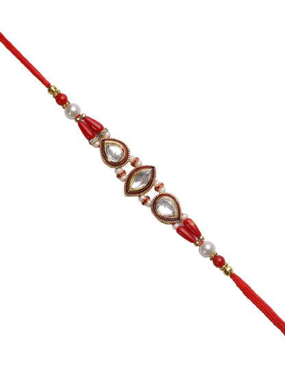 Handcrafted Kundan Work Traditional Rakhi - Only Rakhi (RJ22168)