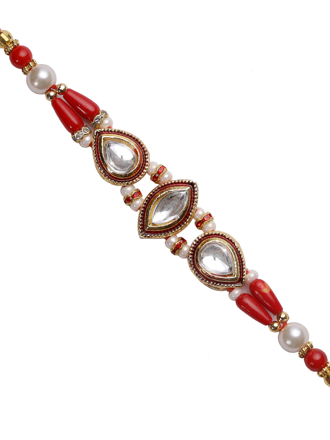 Handcrafted Kundan Work Traditional Rakhi - Only Rakhi (RJ22168)