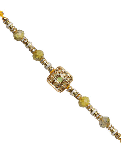 Faceted Garnet Beads American Diamond Rakhi - Only Rakhi (RJ22176)
