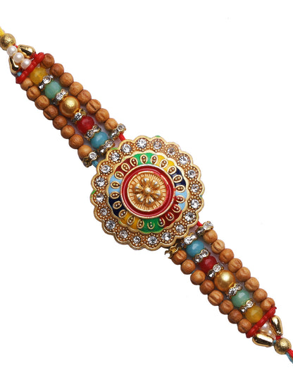Traditional Ghoomar design Meena Work Rakhi - Only Rakhi (RJ22178)