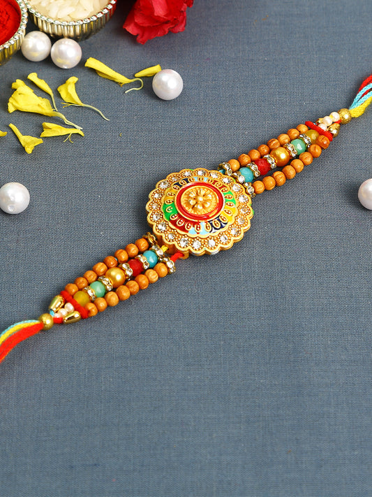 Traditional Ghoomar design Meena Work Rakhi - Only Rakhi (RJ22178)