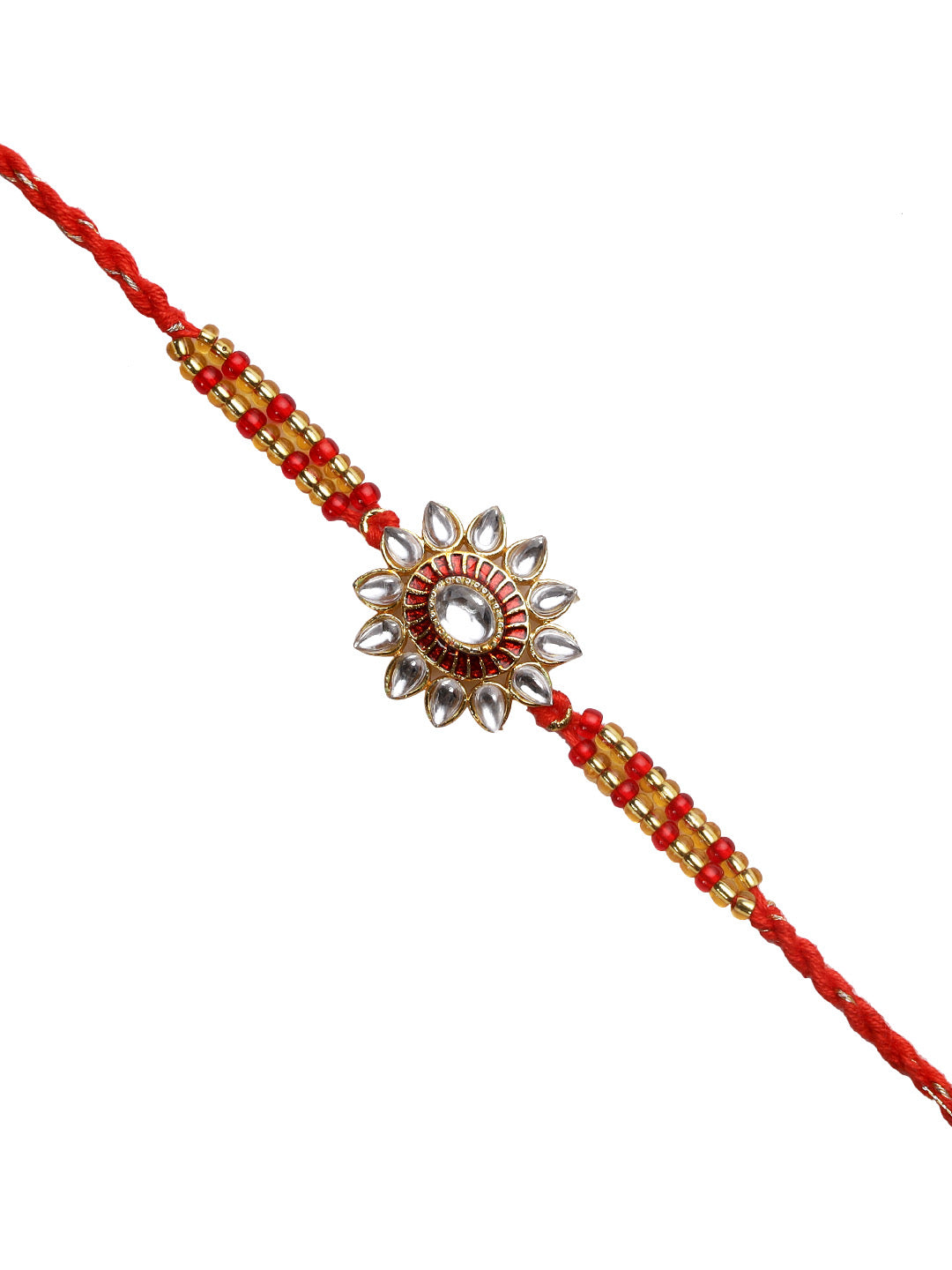 Sun design Kundan work Glass Beads Rakhi - Only Rakhi (RJ22179)