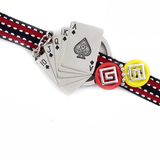 Aapno Rajasthan Playing Card Kids Rakhi with Red & Black Wrist Band - Default Title (RK17720)