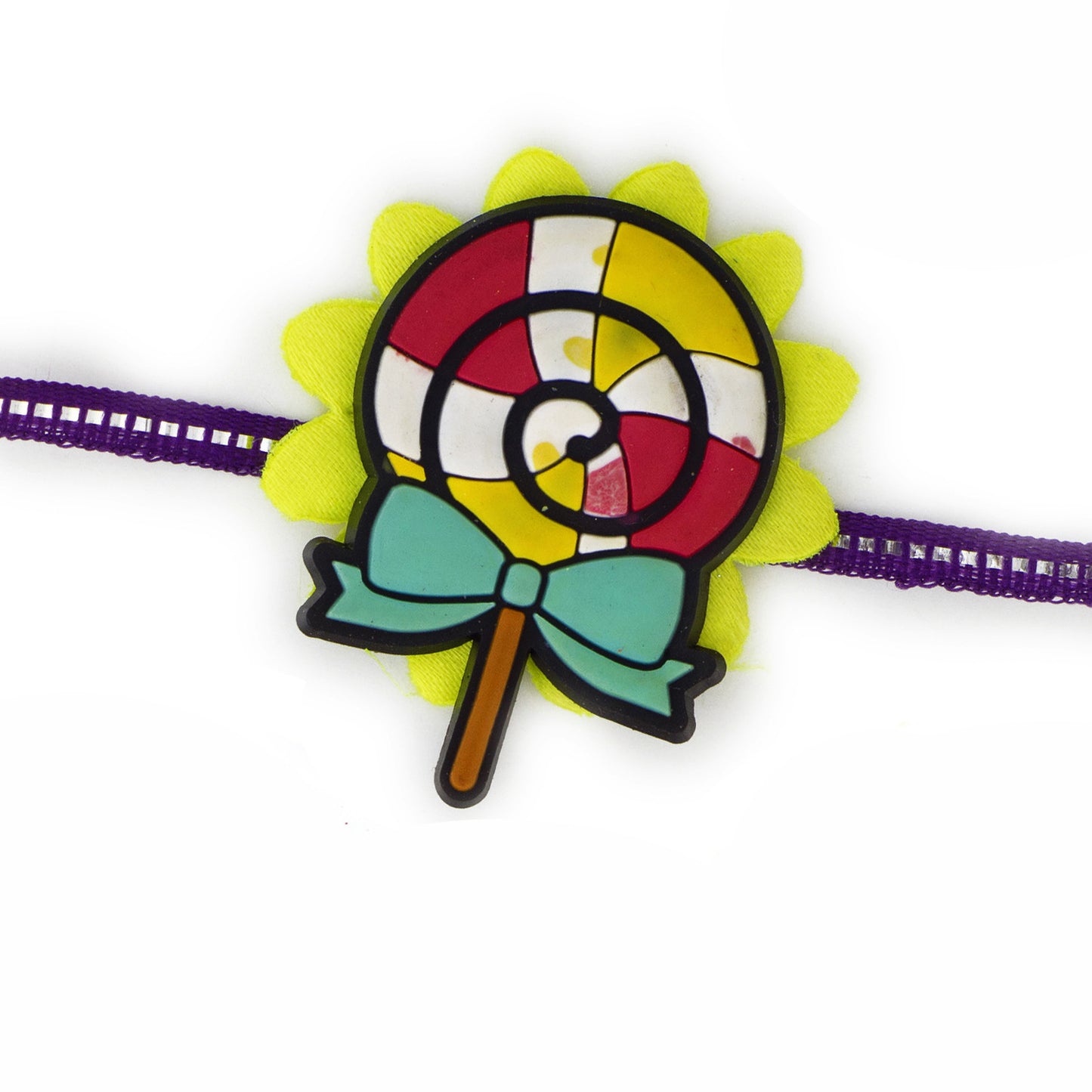 Aapno Rajasthan Yellow & Red Candy Rakhi with Purple Band - Default Title (RK17725)