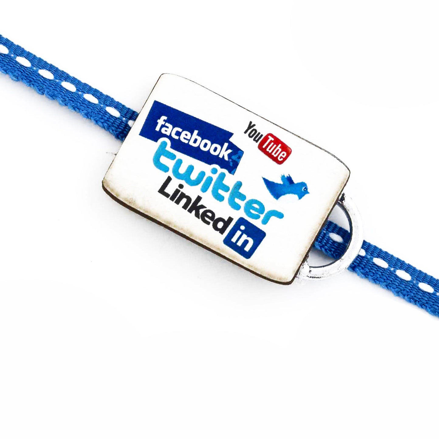 Aapno Rajasthan Beautiful Blue Band Kids Rakhi with Social Media Icon Motif - Default Title (RK17746)