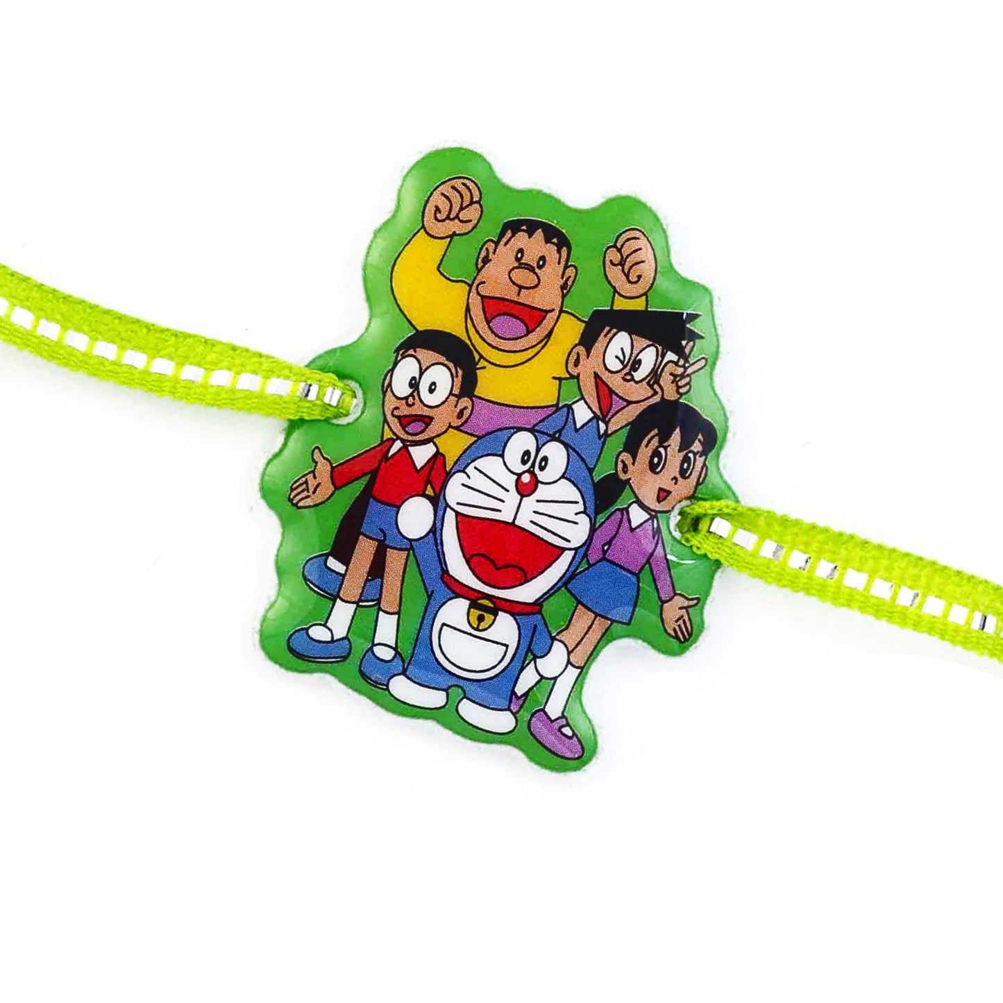 Aapno Rajasthan Sweet & Charming Doremon Family Green Band Kids Rakhi - Default Title (RK17789)