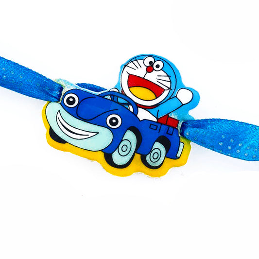 Aapno Rajasthan Cute Doremon in Car Blue Band Kids Rakhi - Default Title (RK17790)