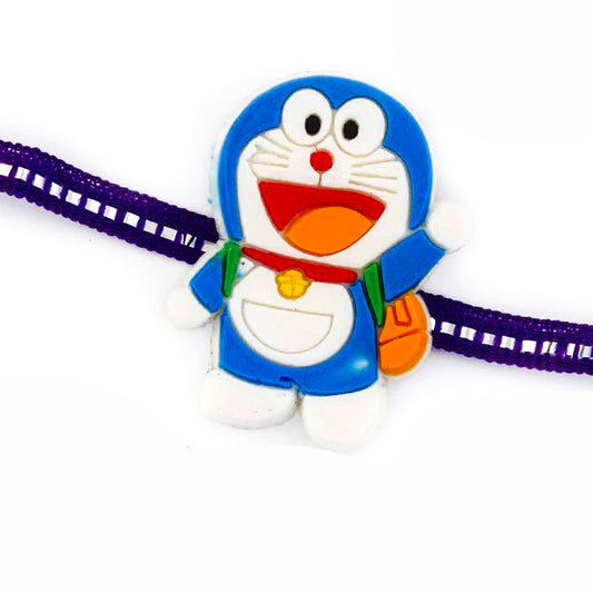 Aapno Rajasthan Lovable Doremon Purple Band Kids Rakhi - Default Title (RK17791)