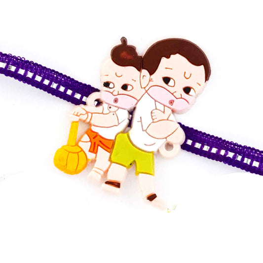 Aapno Rajasthan Lovely Purple Band Bal Hanuman Motif Kids Rakhi - Default Title (RK17814)