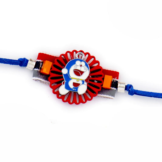 Aapno Rajasthan Red Cut Work base Doremon Motif Kids Rakhi - Default Title (RK17865)