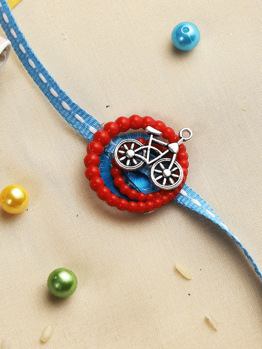 Red Spiral Bicycle Kids Rakhi - Only Rakhi (RK22301)