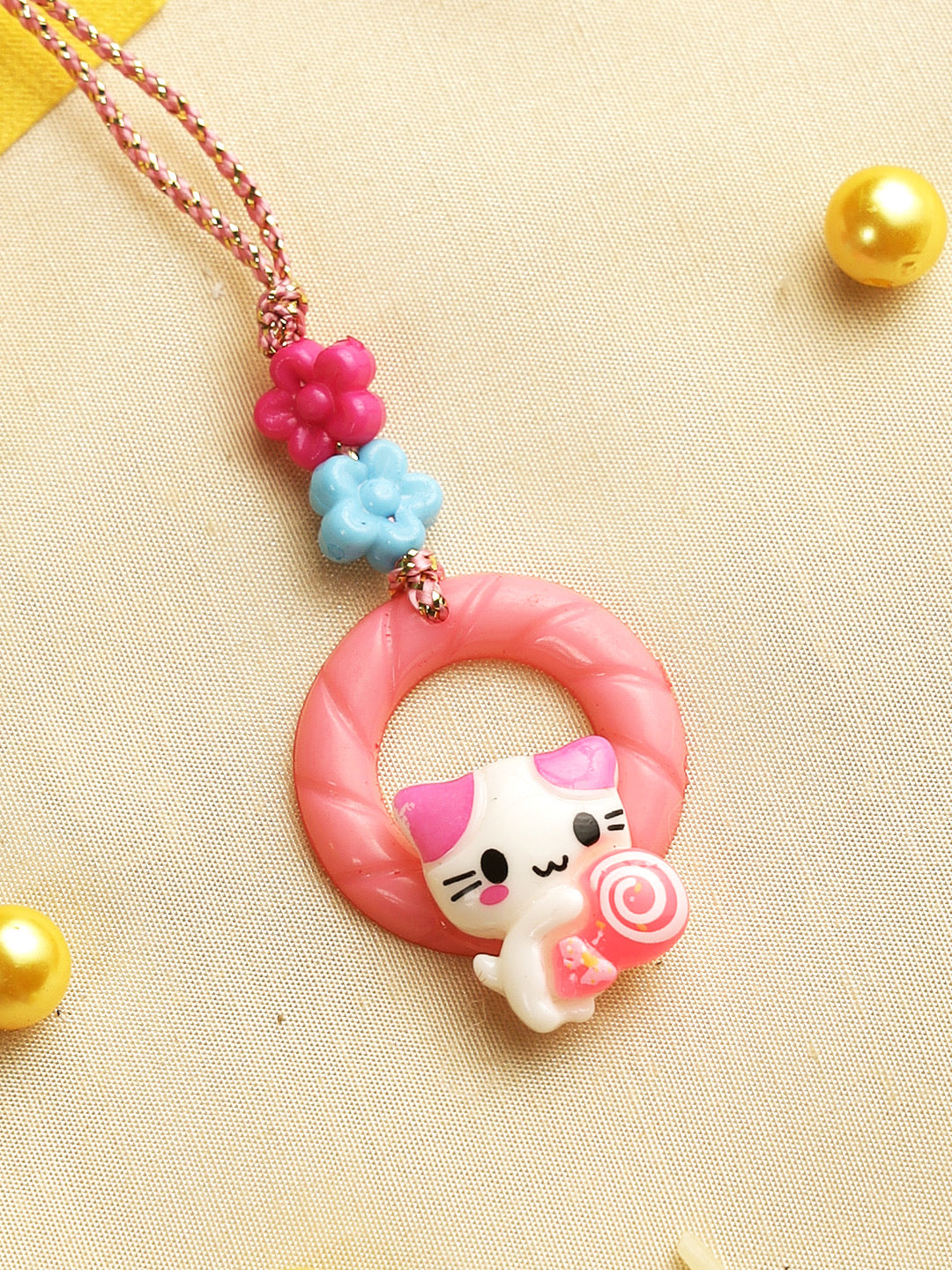 Girlie Sweet Little Kitty Lumba Kids Rakhi - Only Rakhi (RK22352)