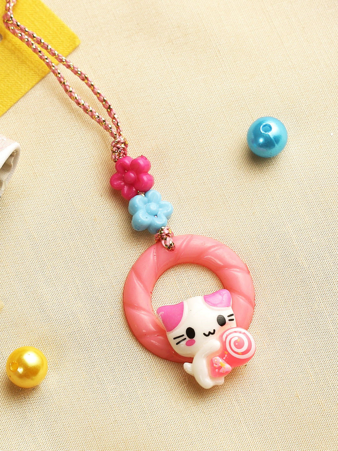 Girlie Sweet Little Kitty Lumba Kids Rakhi - Only Rakhi (RK22352)