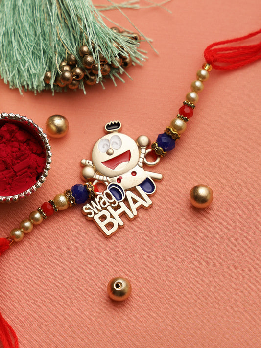 Golden Balls SWAG Bhai Kids Rakhi - Only Rakhi (RK22362)