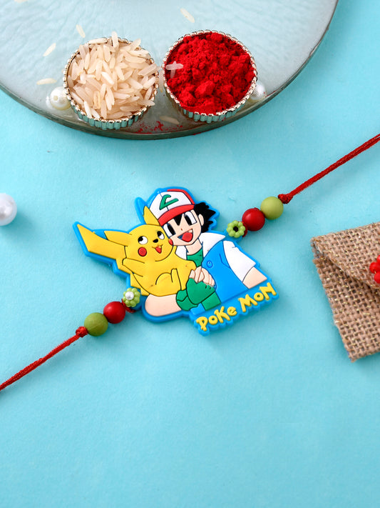 Colorful Woven Beads Silicon Pokemon Kids Rakhi - Only Rakhi (RK2304)