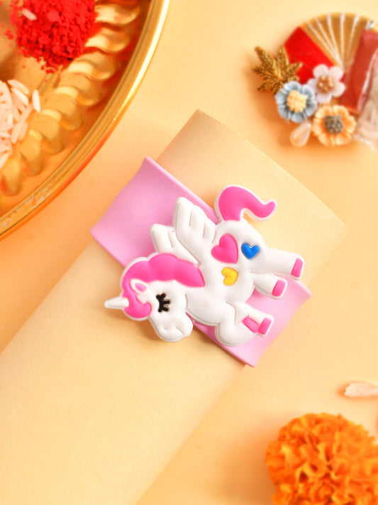 Magical Unicorn Kids Magnetic Wrist Band Rakhi - Only Rakhi (RK2321)