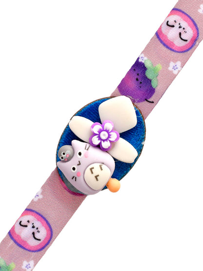 Lilac Playful Cat 3D Printed Kids Band Rakhi - Only Rakhi (RK2322)