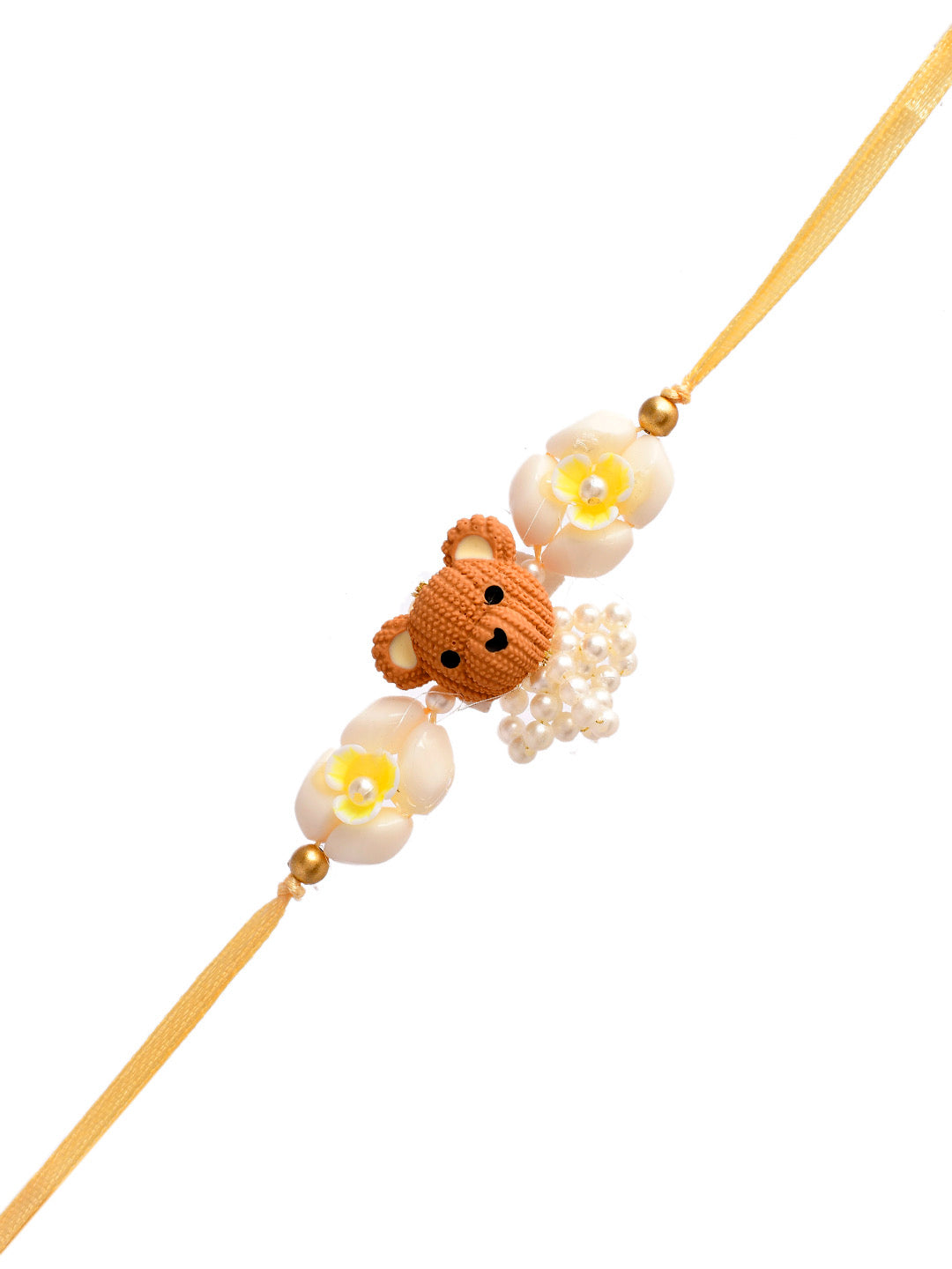 Knitted Teddy Bear & Pearl Embellished Kids Rakhi - Only Rakhi (RK2324)