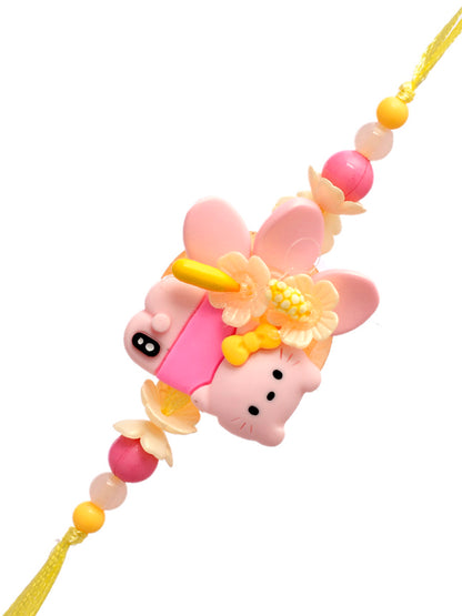 Flower & Beads Crafted Adorable Kitty Rakhi - Only Rakhi (RK2326)