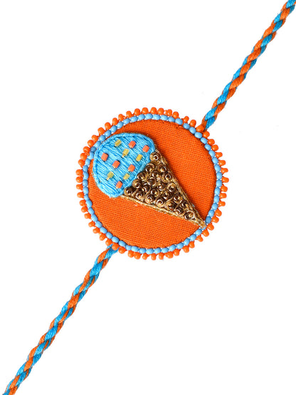 Mini Beads Embellished Quirky Cone Rakhi. - Only Rakhi (RK2331)