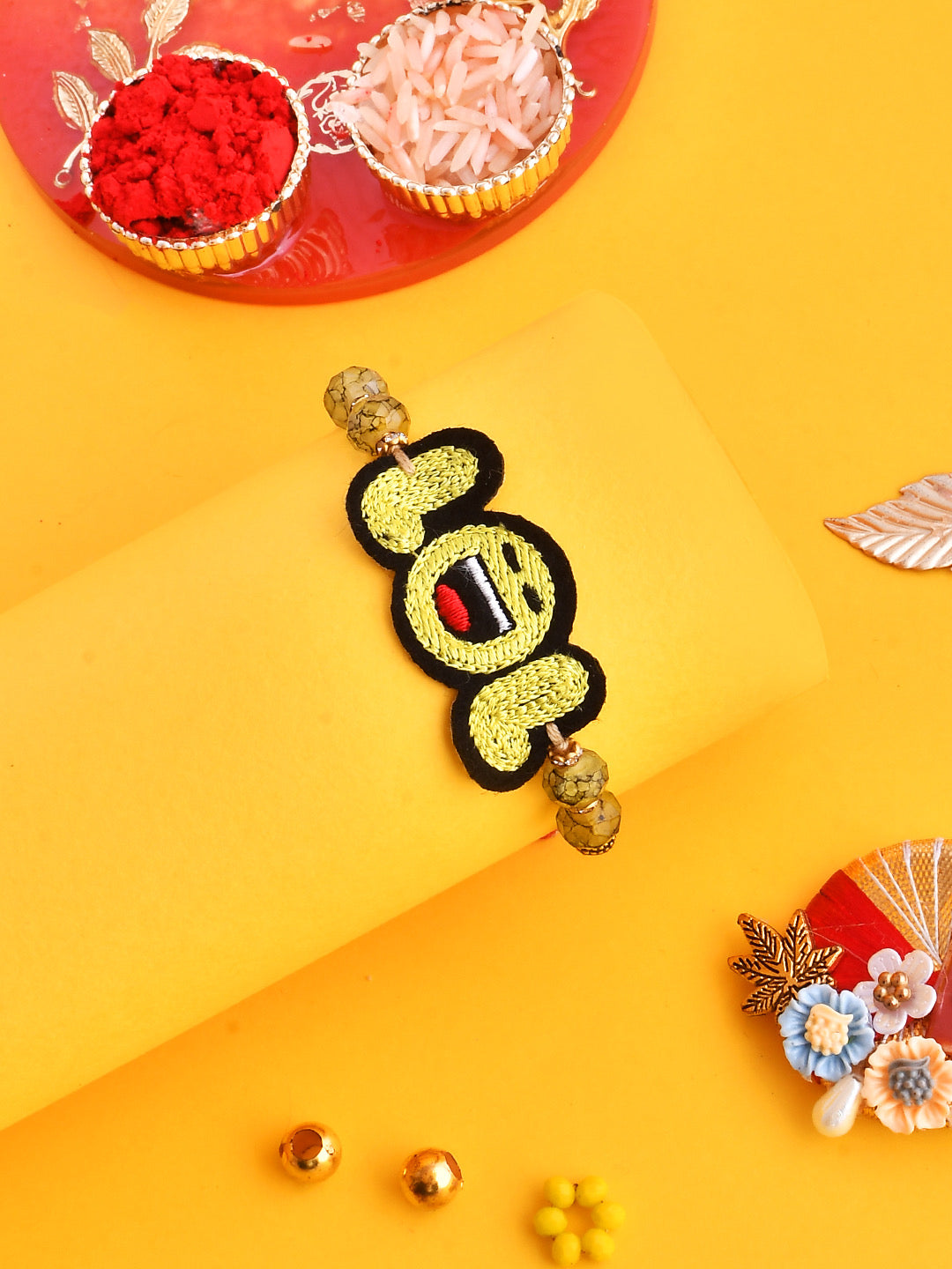 Knitted ‘LOL’ Joyful Beaded Rakhi. - Only Rakhi (RK2332)