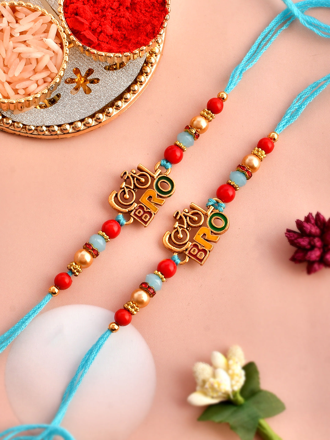 Set Of 2 Multi-Beaded ‘COOL BRO’ Quirky Rakhi - Only Rakhi (RK2344_2)