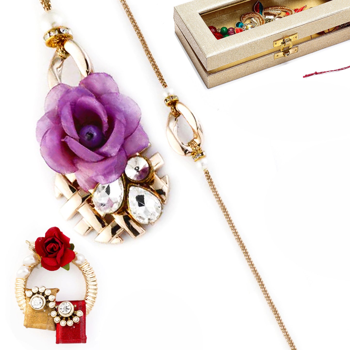 Aapno Rajasthan Rose & Loop Style Bhahiya Bhabhi Rakhi Set - Default Title (RP17864)