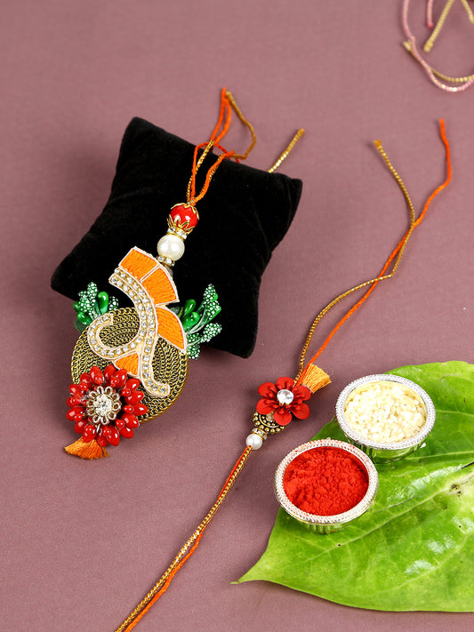 Multicolour Bhaiya Bhabhi Handcrafted Multicolour Rakhi Set - Default Title (RP2111)