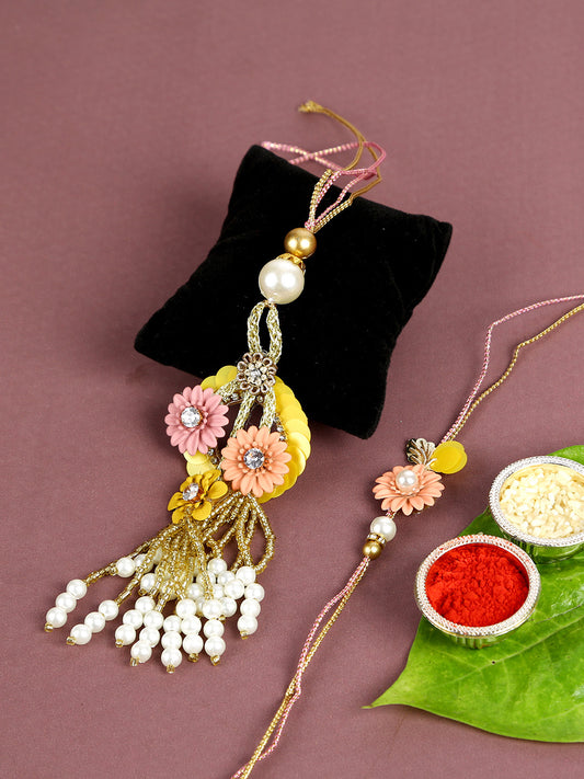 Floral Bhaiya Bhabhi Handcrafted Rakhi Set - Default Title (RP2113)