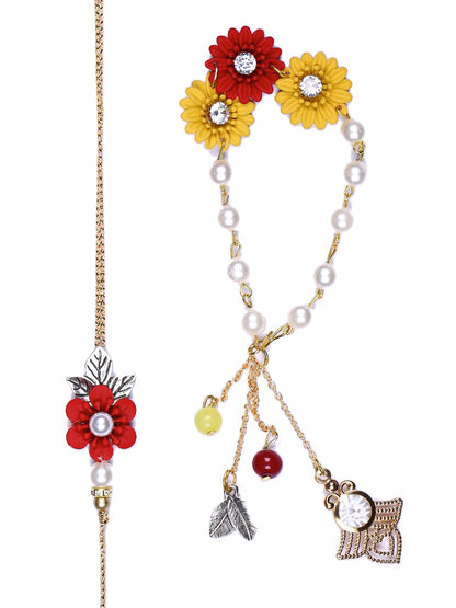 Flower Design Rakhi for Bhaiya and Bracelete Rakhi for Bhabhi - Default Title (RP2152)