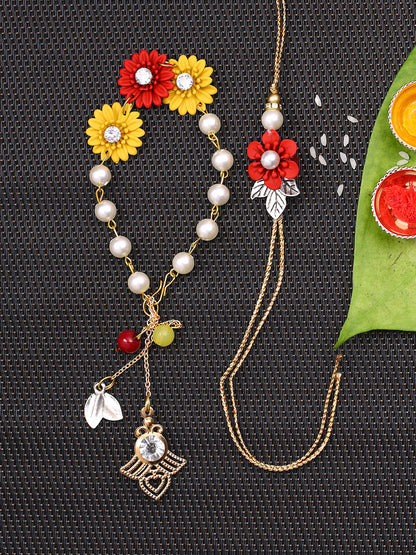 Flower Design Rakhi for Bhaiya and Bracelete Rakhi for Bhabhi - Default Title (RP2152)