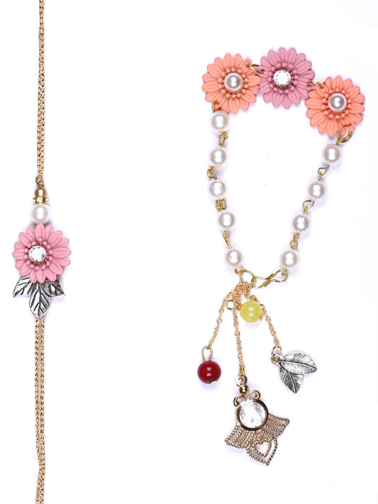Flower Design Rakhi for Bhaiya and Bracelete Rakhi for Bhabhi - Default Title (RP2153)