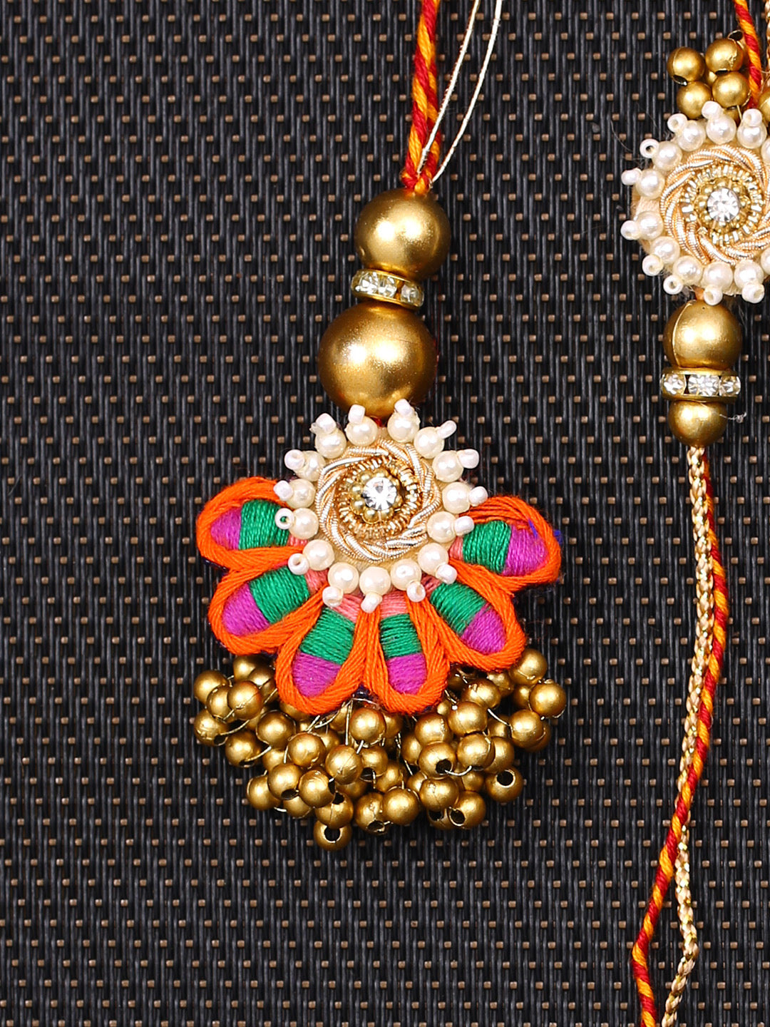 Beautiful White Flower Design for Bhaiya and Multicolor Lumba for Bhabhi - Default Title (RP2155)