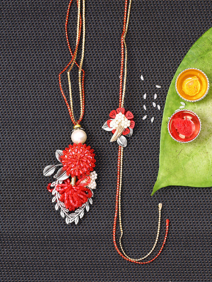 Charming Red Bhaiya Bhabhi Rakhi Set - Default Title (RP2158)