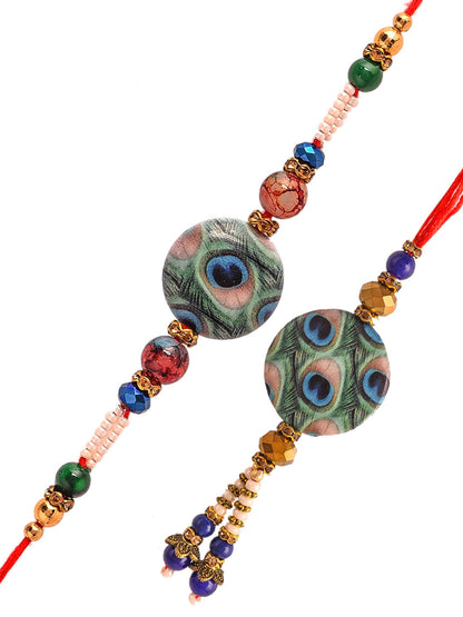 Elegant Mor Pankh Print Bhaiya Bhabhi Rakhi Set - Only Rakhi (RP2171_J23)
