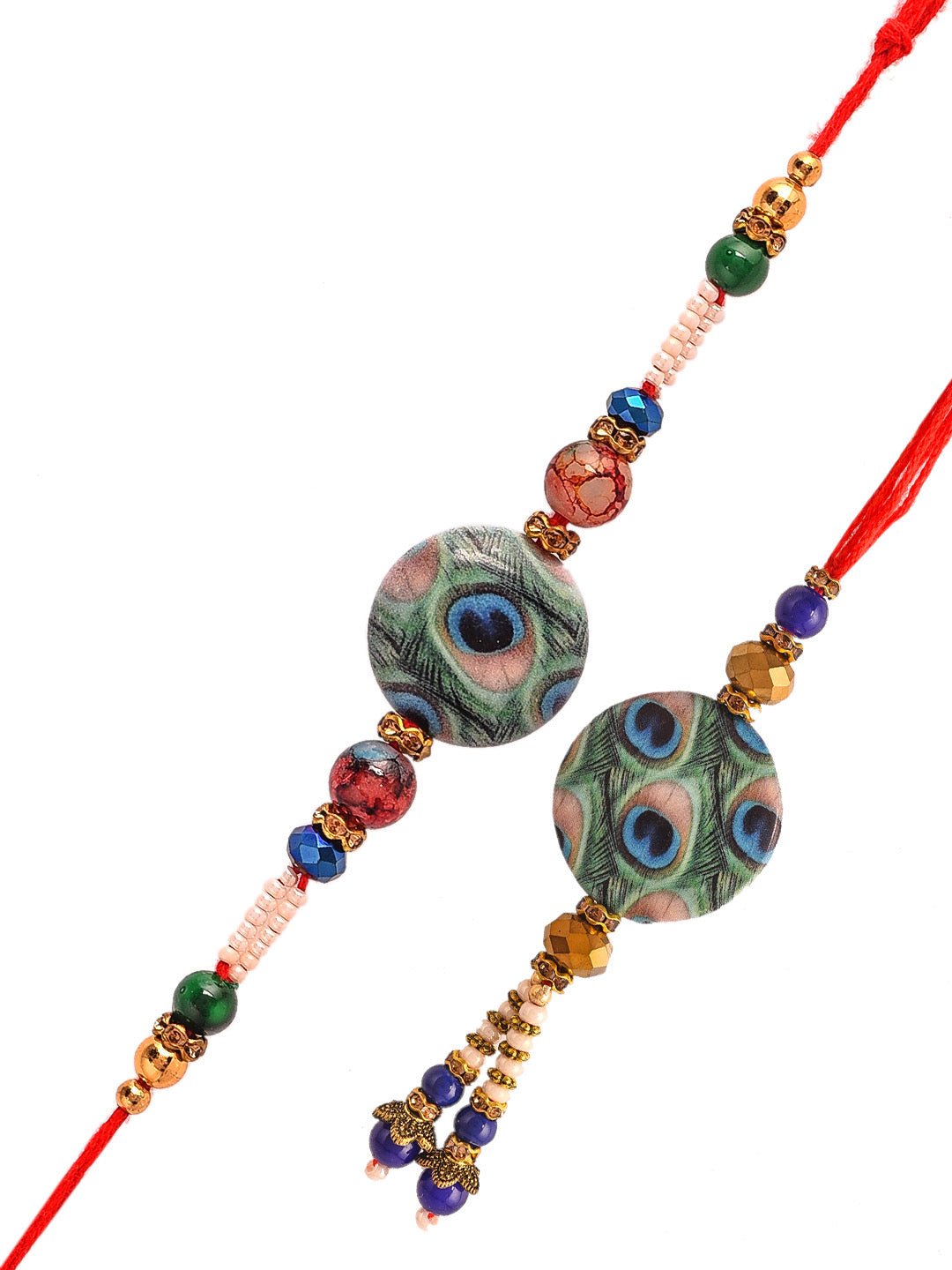 Elegant Mor Pankh Print Bhaiya Bhabhi Rakhi Set - Only Rakhi (RP2171_J23)