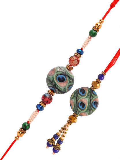 Elegant Mor Pankh Print Bhaiya Bhabhi Rakhi Set - Only Rakhi (RP2171_J23)