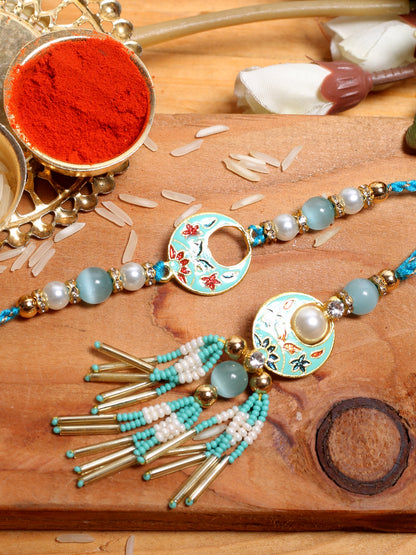 Light Blue Embellished Bhaiya Bhabhi Rakhi - Default Title (RP2174)