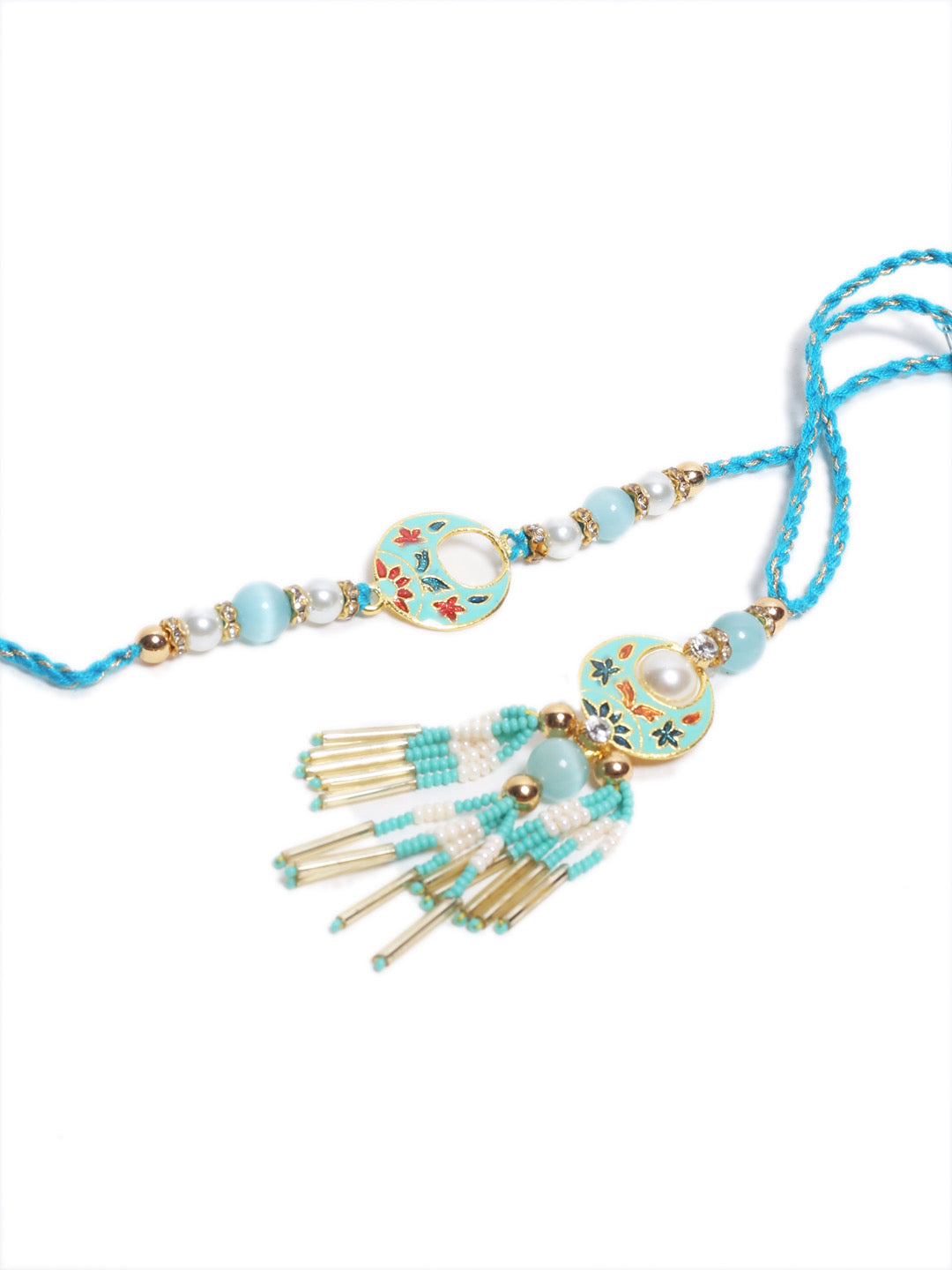 Light Blue Embellished Bhaiya Bhabhi Rakhi - Default Title (RP2174)