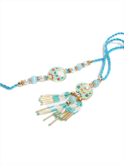 Light Blue Embellished Bhaiya Bhabhi Rakhi - Default Title (RP2174)