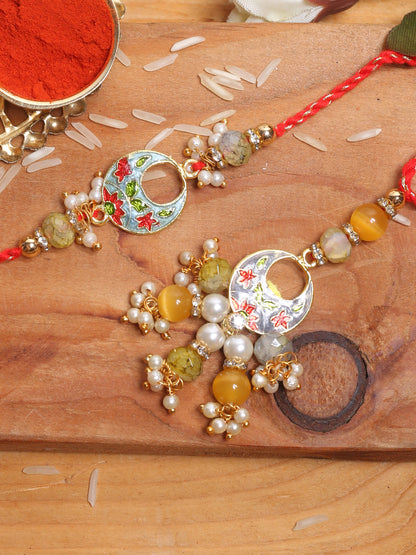 Contrast Floral Embellished Bhaiya Bhabhi Ralhi Set - Default Title (RP2176)