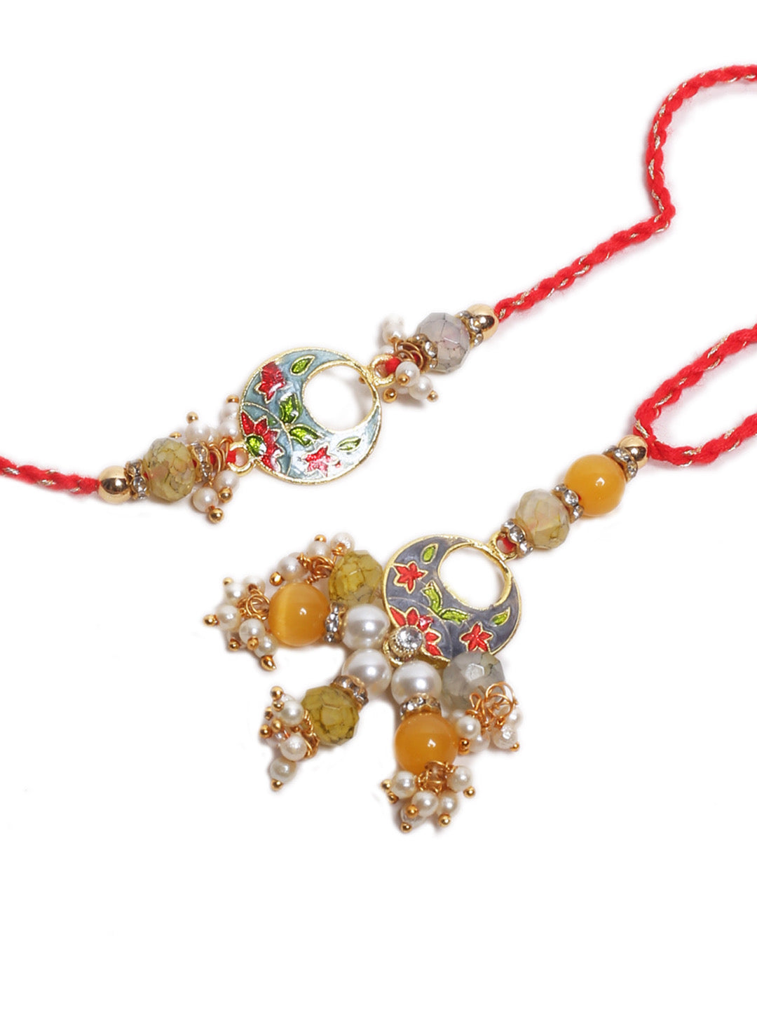 Contrast Floral Embellished Bhaiya Bhabhi Ralhi Set - Default Title (RP2176)